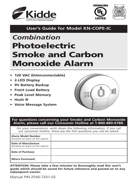 kidde smoke and co alarm manual|kidde user guide.